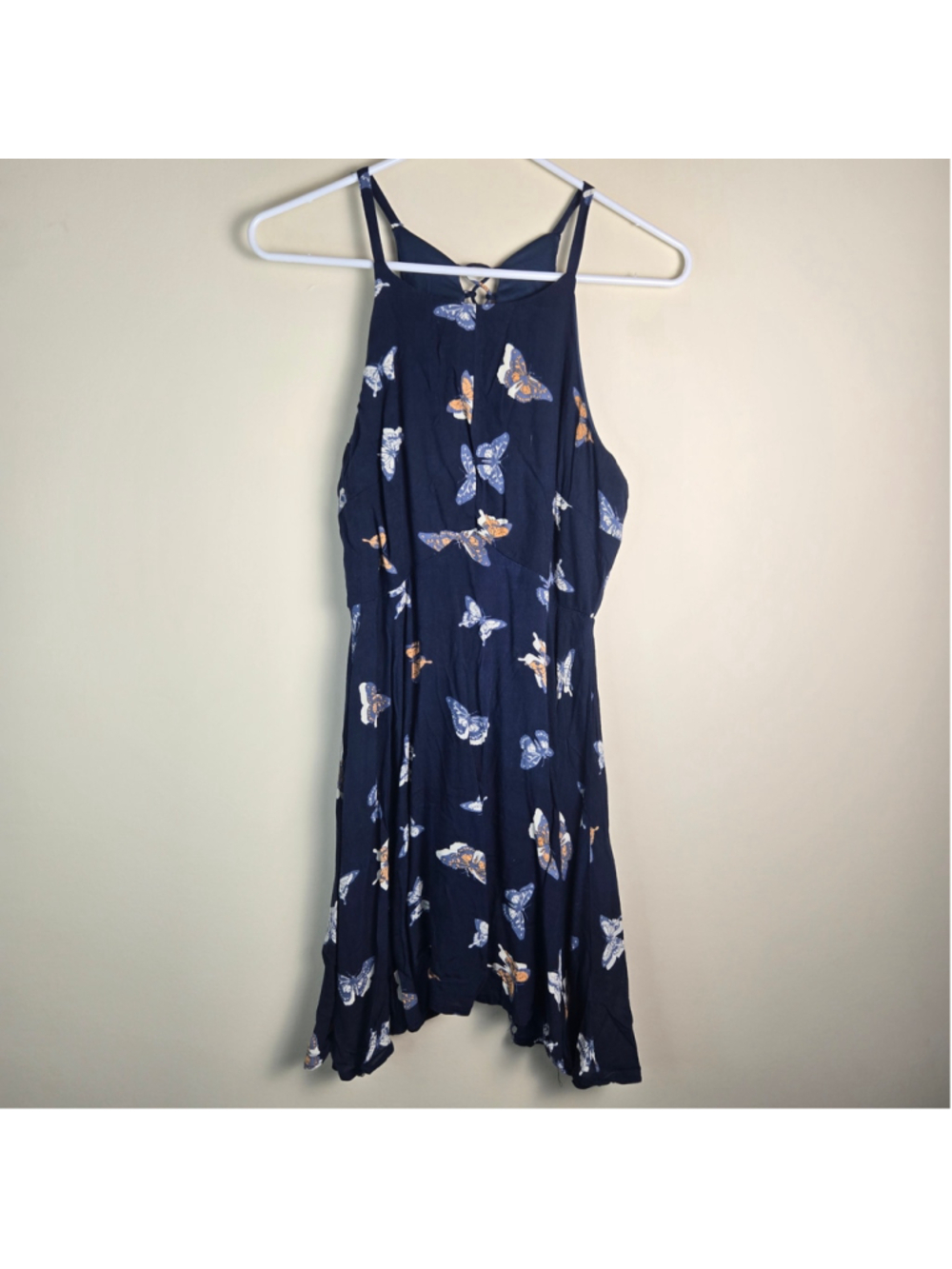 Women's Navy Butterfly Print Sleeveless Dress Size M